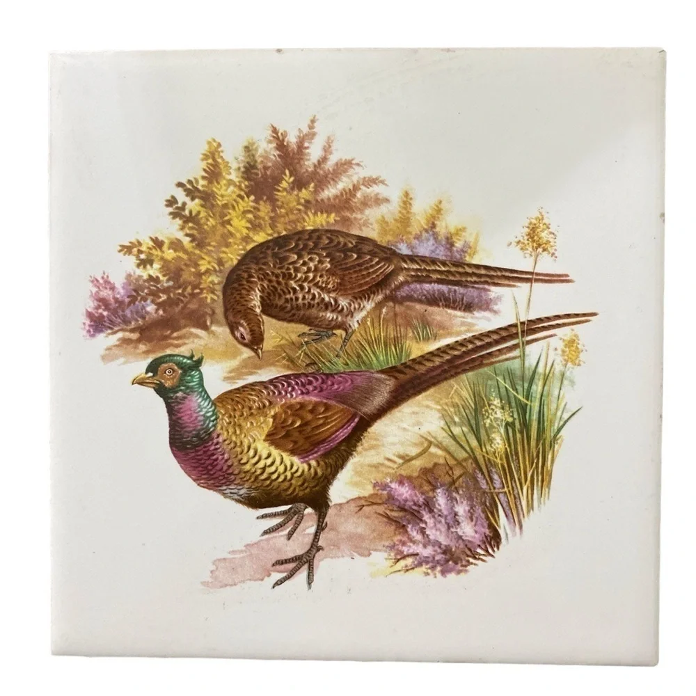 Vintage ring neck pheasant tile Made in England #16